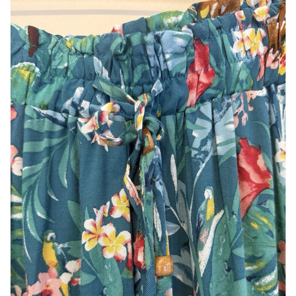 Jane + Delancey Floral Drawcord Wide Leg Crop Trouser Pants Green Women's Size M - Picture 3 of 8